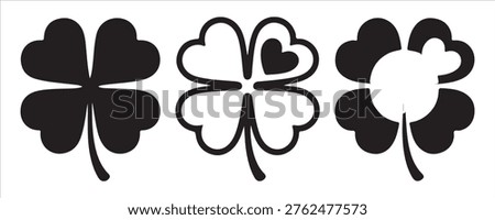 Lucky charm icon graphic set, various styles isolated on white background, simple flat linear and solid design vector illustration
