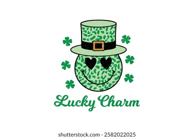 Lucky Charm, Retro St. Patrick's Day Typography Sublimation T shirt design