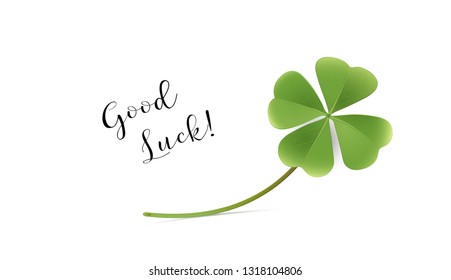 Lucky charm shamrock,
Good Luck card,
Vector illustration isolated on white background