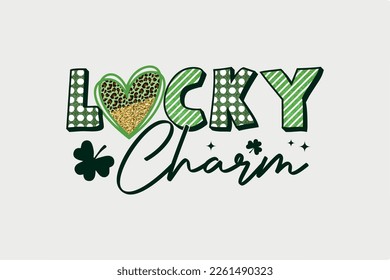 Lucky Charm St Patrick's day typography with Pattern T shirt design
