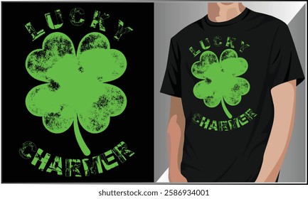 Lucky Charmer T shirt, St Patrick's Day T-shirt, Patricks Day Saying, Shamrock Vector, Saint Patrick's Day T-Shirt Design, Irish Heritage, Lucky Clover Design.