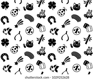 Lucky Charms Seamless Pattern Black And White