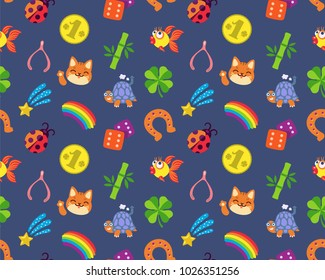 Lucky Charms Seamless Pattern And Icons 