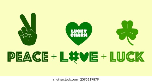 Lucky Charms, Shamrock, Saint Patricks Day, St. Patrick's Day, Peace Love Luck