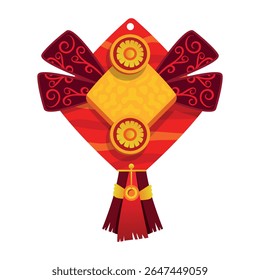 Charme chinês de sorte, ilustração de estilo plano