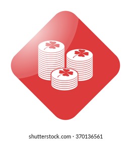Lucky chips with leaf symbol icon on colorful background