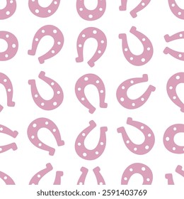 Lucky chocolate horseshoe silhouette. Seamless vector pattern. Endless ornament. Isolated colorless background. Flat style. Repeating symbol of happiness and good luck. Idea for web design.