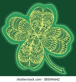 Lucky clover with 4 leaves st Patrick day vector illustration