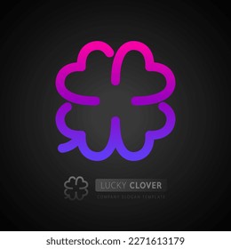 Lucky Clover Colorful Logo Template on Dark Background. Flat vector logo design element for St. Patrick's Day event.