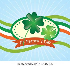 Lucky clover with the flag of Ireland. On blue background. Vector