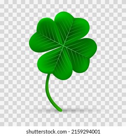 Flor de trébol afortunado. shamrock de 4 hojas, símbolo de festival floral de cuatro hojas, cartoon vectorial irlanda suerte diseño de felicidad hoja de trébol verde aislado en fondo transparente