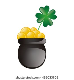 Lucky Clover Gold Coins Symbol Stock Vector (Royalty Free) 488033908 ...