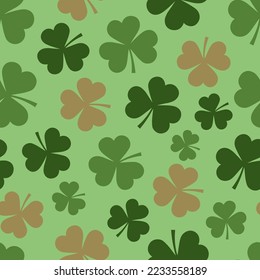 Lucky clover gold vector seamless repeat pattern.