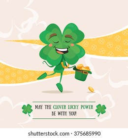 Lucky clover jumping and collecting golden coins