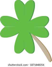Lucky clover leaf, four isolated on white, for St. Patrick's day. Vector illustration