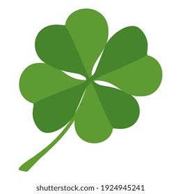 Lucky clover leaf, four isolated on white, for St. Patrick's Day. Vector illustration.