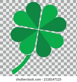 Lucky clover leaf, four isolated on transprent background, for St. Patrick's