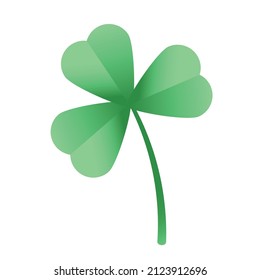 Lucky clover leaf, four isolated on white, for St. Patrick's. Vector icon clover.