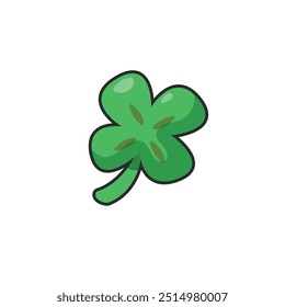 lucky clover leaf in outline flat vector design.