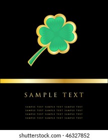 Lucky clover leaf. Vector card.