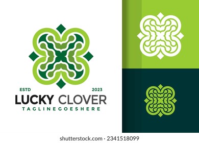 Lucky clover logo design vector symbol icon illustration