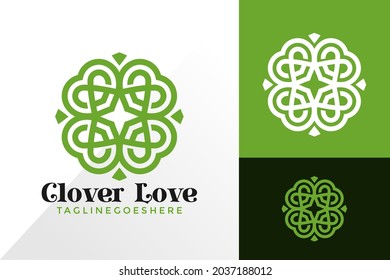 Lucky Clover Love Logo Design, Abstract Logos Designs Concept for Template