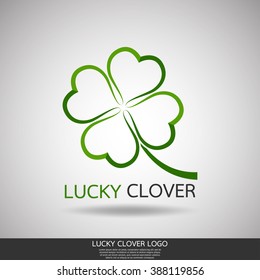 lucky clover nature logo vector template.abstract line symbol of design