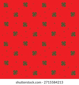 Lucky clover pattern with festive contrast on red seamless background