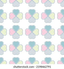 Lucky clover seamless geometric flower pattern design. Fabric textile for shirt, wallpaper etc.