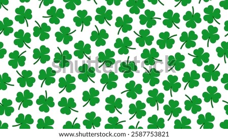 Lucky clover seamless pattern. Green shamrocks. St. Patrick's Day symbol. Vector illustration.