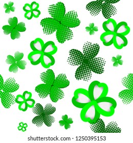 Lucky clover seamless pattern. Happy St. Patrick's Day. Vector