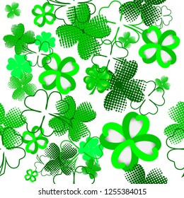 Lucky clover seamless pattern. Happy St. Patrick's Day. Vector