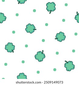 Lucky clover. Seamless pattern. Traditional Irish symbol for St. Patrick s day. Hand drawn style. Vector drawing. Design ornaments.