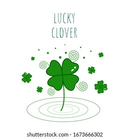 Lucky clover in spring. Lucky clover leaf for St. Patrick's day. Lucky clover leaves send hope, faith, love and luck. Lucky clover leaf in vector.