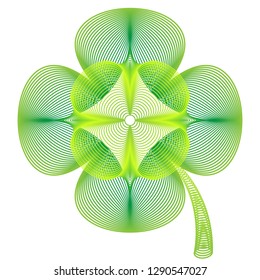 Lucky clover. St Patricks Day shamrock vector illustration. Four-leaf clover icon.