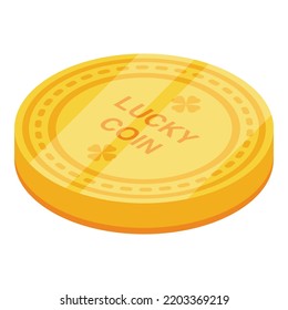 Lucky coin icon. Isometric of lucky coin vector icon for web design isolated on white background