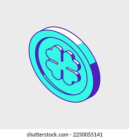 Lucky coin isometric vector icon illustration