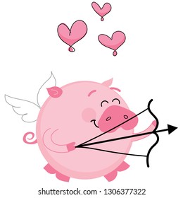 Lucky Cupid Pig on Valentine's Day