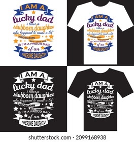 Vater Quotes Typografie T-Shirt Design Vektor Set. mit Tochter Liebe, Pistole, Vater Liebe