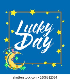lucky day, beautiful greeting card background or template banner with night theme. vector design illustration