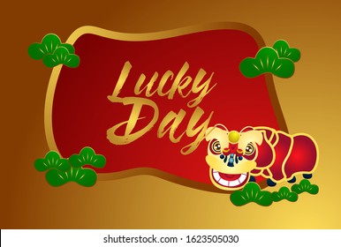 lucky day, beautiful greeting card background or template banner with chinese theme. vector design illustration