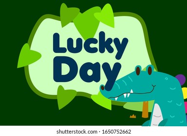 lucky day, beautiful greeting card background or template banner with cute baby animal character theme. vector design illustration