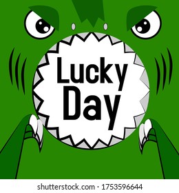 lucky day, beautiful greeting card background or banner with cute dinosaur theme. vector