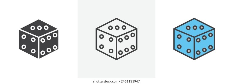 Lucky Dice Icon Set. Gambling and Game Dice Vector Symbol.