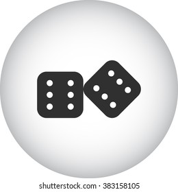 Lucky dice simple icon  on round background