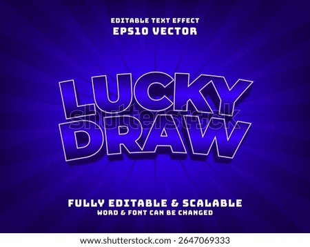 Lucky draw 3d blue editable vector text effect. casino game