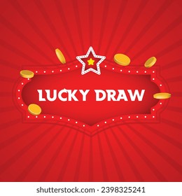 Lucky Draw Banner with golden coins 