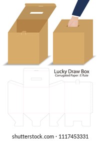 lucky draw box 3d mockup with dieline