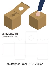 lucky draw box 3d mockup with dieline