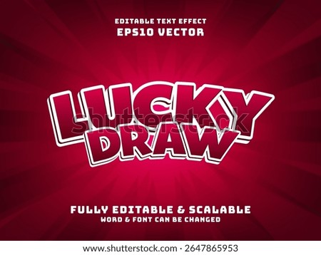 Lucky draw editable text effect with red background. casino game